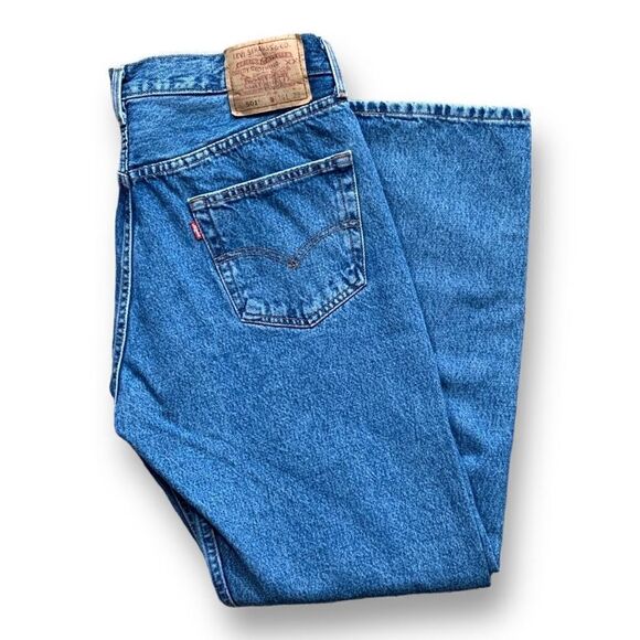 Vintage Levi’s 501 Jeans Y2K 2001 Medium Wash Denim Button Fly Straight Leg - Picture 1 of 10